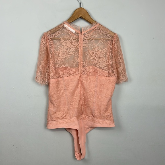 NWOT Astr Lacie Illusion Lace Bodysuit in Dusty Pink Bustier Bodysuit Sz XL - Picture 9 of 12